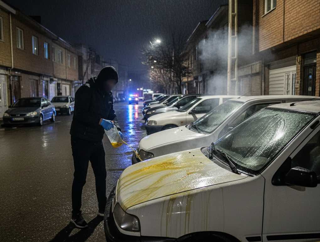 دستگیری عامل اسیدپاشی و تخریب 10 خودرو در شاهین شهر